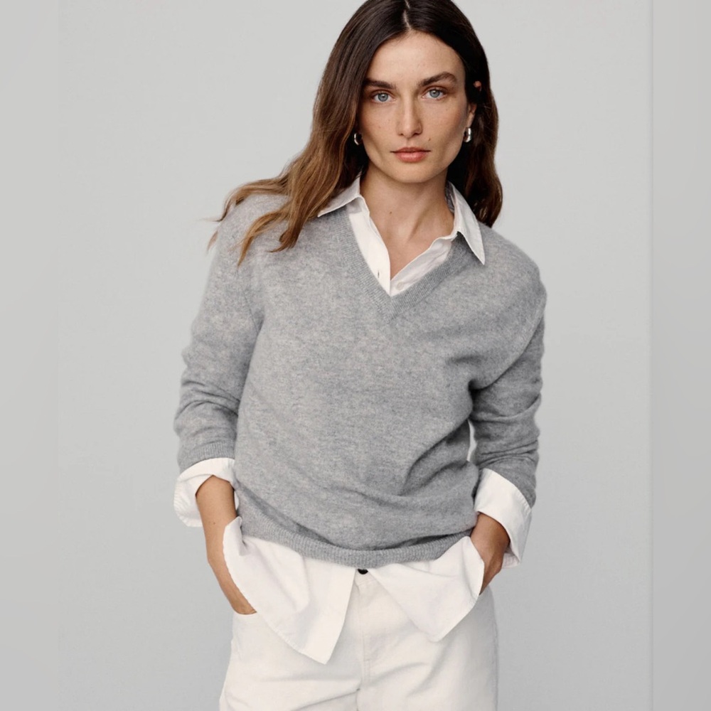 Grey Vneck Philosophy Sweater